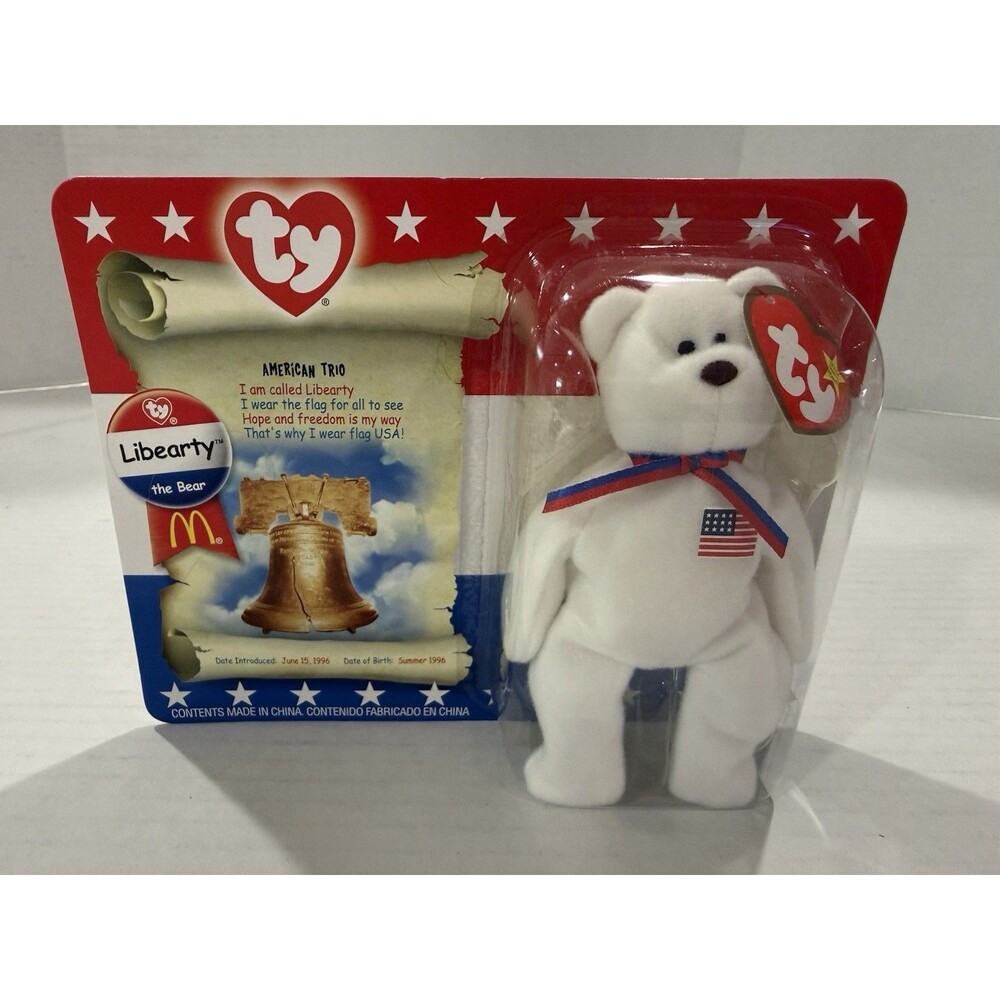 Vintage Ty Teenie Beanie Libearty Bear McDonalds New Polypropylene Pellets Plush